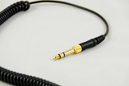 Jack, audio, kabel, glazba, zvuk, utikač, spiralni kabel