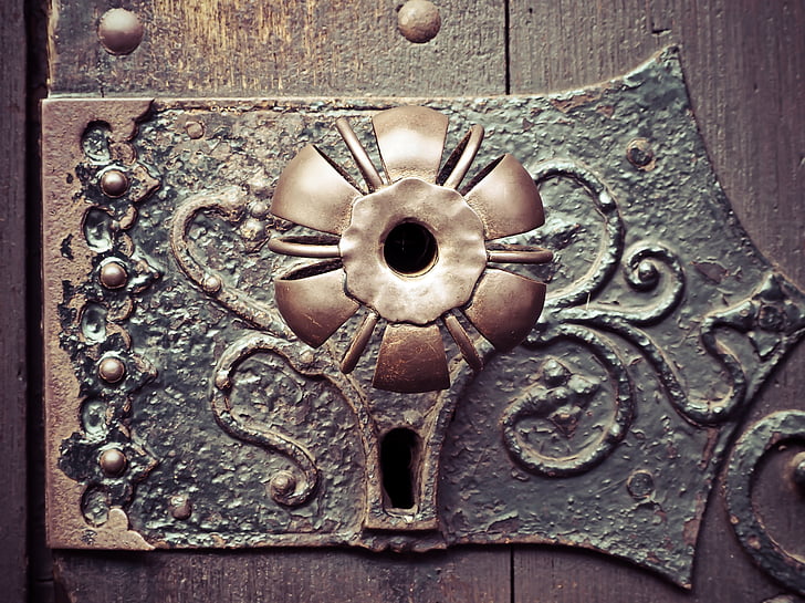 handle pintu, pintu, menangani, lama, kunci pintu, logam, pintu tua