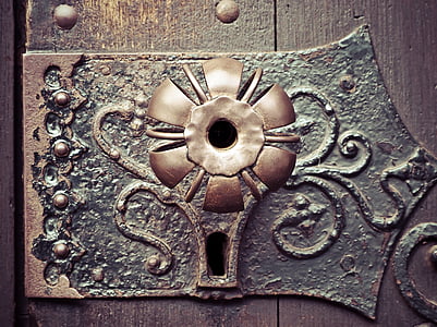 maniglia per porta, porta, maniglia, vecchio, serratura di portello, metallo, Vecchia porta