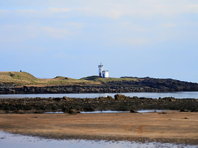 lighthouse, beach, water, landscape, building, sea, coastline