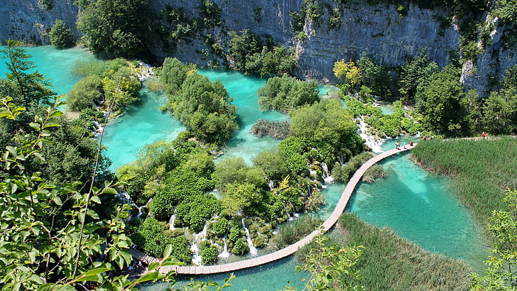 Plitvicesjöarna, nationalparken, Kroatien, naturen, sjön, vatten, vattenfall