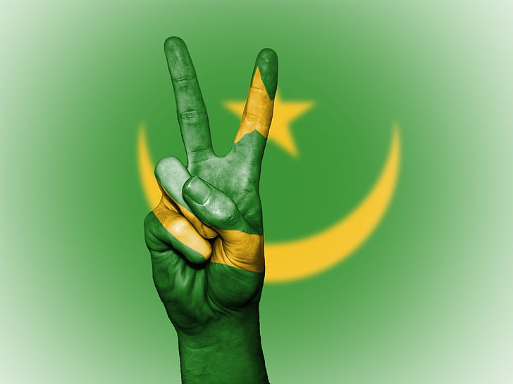 Mauritania, pace, mână, naţiune, fundal, banner-ul, culori