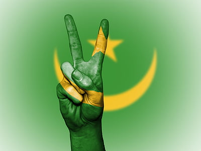 Μαυριτανία, ειρήνη, χέρι, έθνος, φόντο, πανό, χρώματα