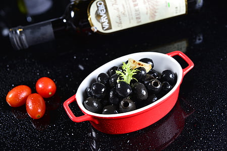 oliven, happy hour, lobbylounge, spise sundt, sort farve, mad og drikke, vegetabilsk