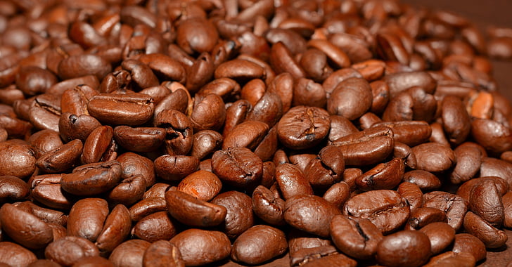 brun, kaffe, bönor, närbild, kaffebönor, mat och dryck, rostat kaffe bean