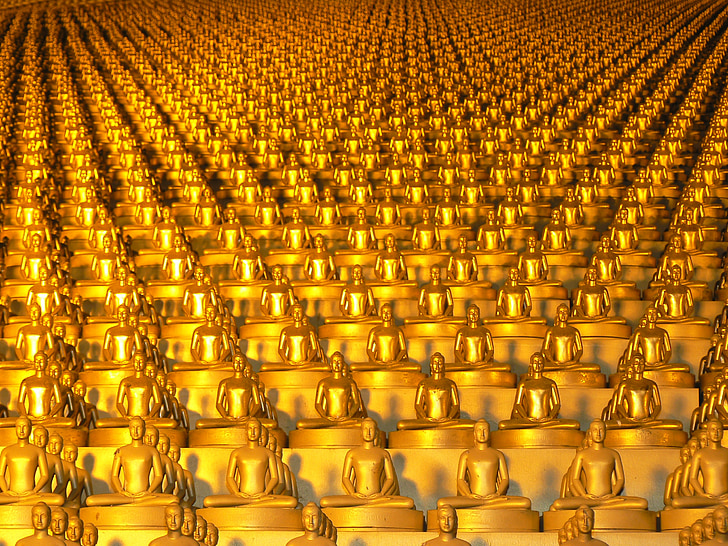 dhammakaya pagoda, více než, milionů, budhas, zlato, Buddhismus, Wat