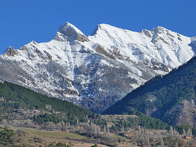 berg, besneeuwde, winter, natuur, besneeuwde landschap, Hautes-alpes, l'Auche