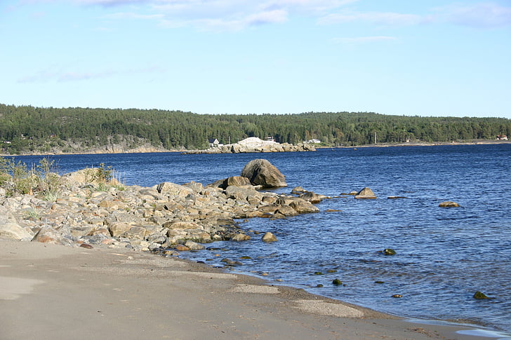 l'estiu, natura, platja, nord de Suècia, Suècia, l'aigua, oceà