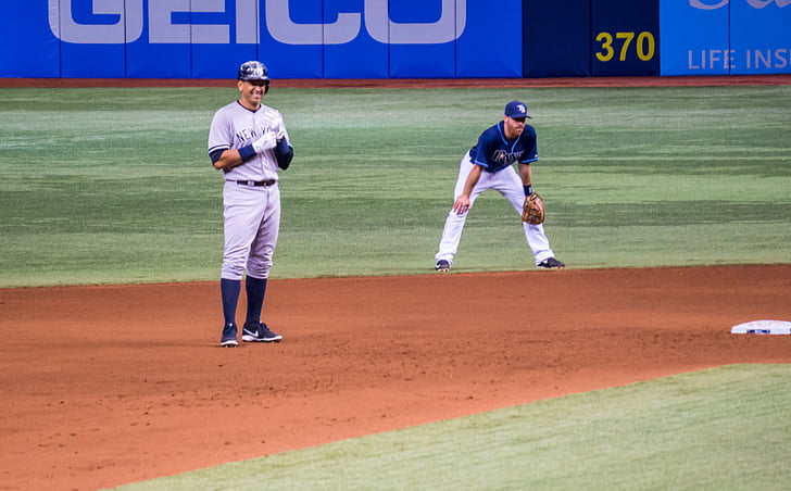 baseball, alex rodriguez, a-rod, Yankees, sulla base, Tropicana field, Baia di Tampa