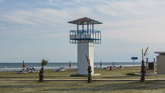 Cipro, Larnaca, spiaggia, bagnino, guardando, Torre