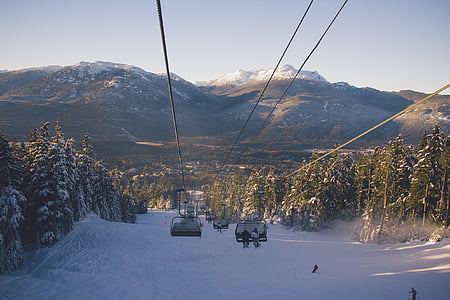 chairlift, snowboarding, skiing, winter, snow, hills, mountains