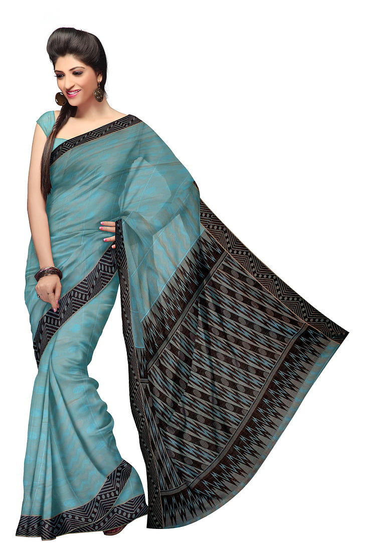 sari, moda, seda, vestido, mulher, modelo, vestuário