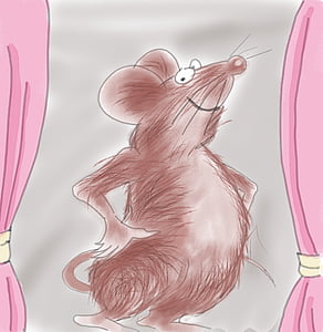 rat, mouse, cartoon, pink color, human body part, one person, one woman only