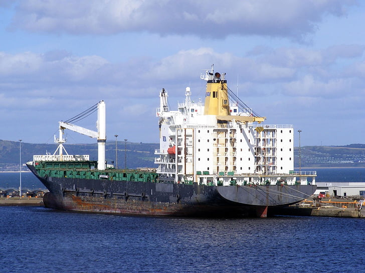 ship, sea, ocean, tanker, docks, cranes, tugs
