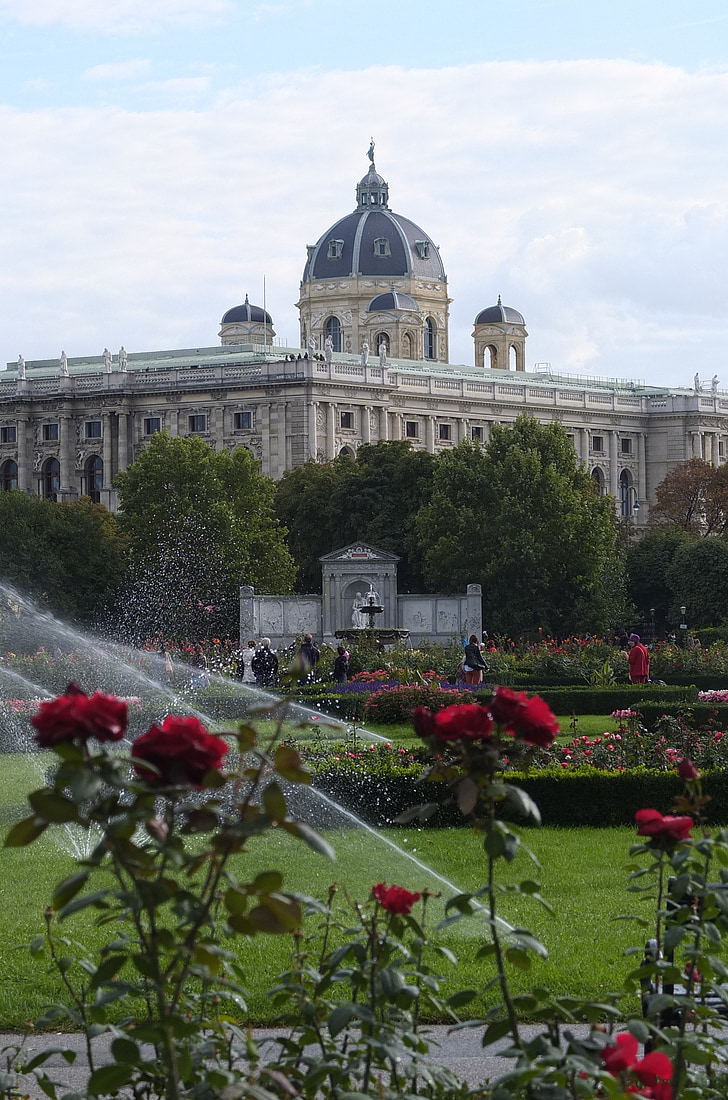 vienna, building, austria, garden, park, roses, architecture