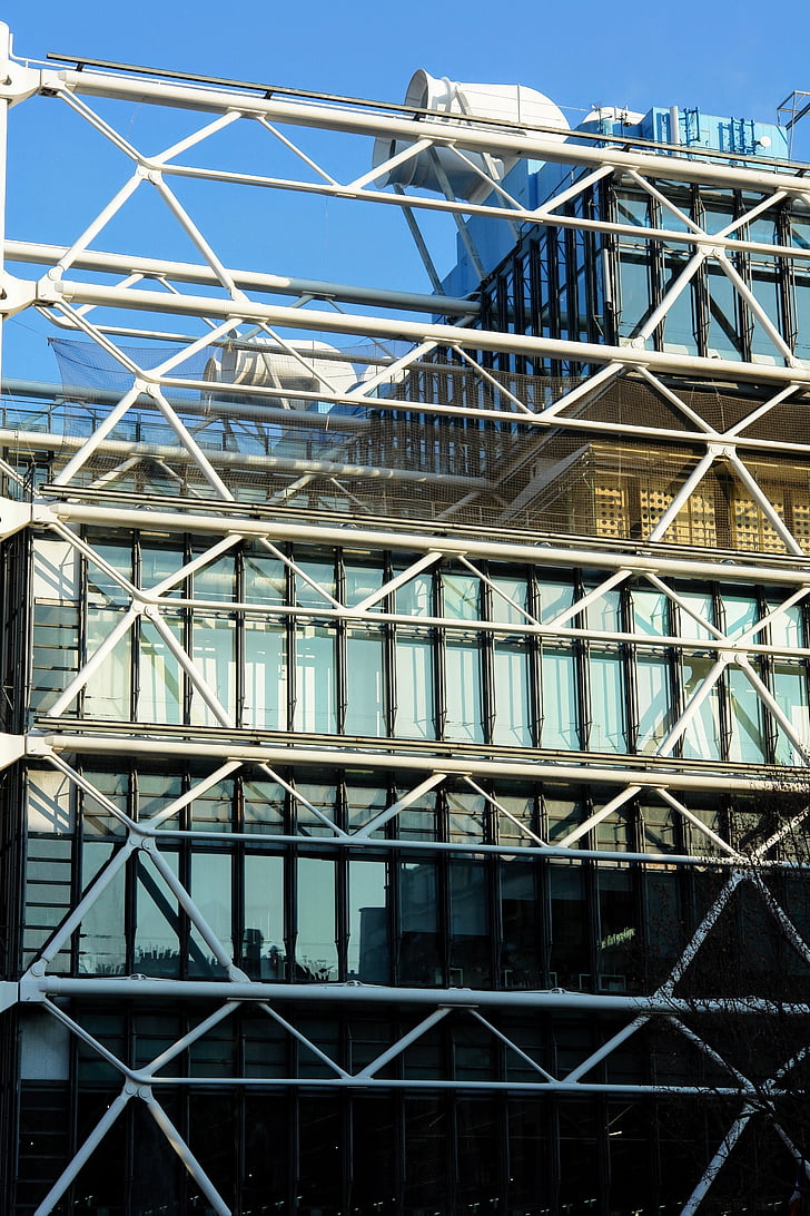 centrum pompidou, Paris, Frankrig, arkitektur, facade, plexiglas, byggeri
