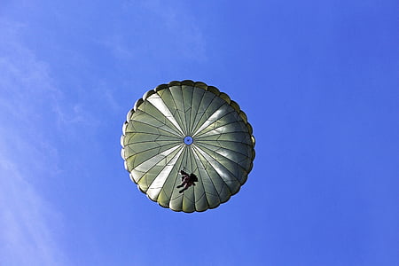 parachutist, nhảy, máy bay, nhảy dù, người đàn ông, sử dụng, binh sĩ