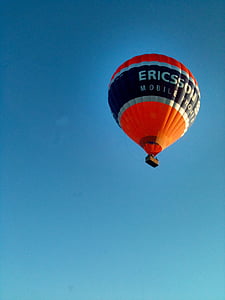 hot air balloon, summer, blue sky, himmel, blue, sweden, sky blue