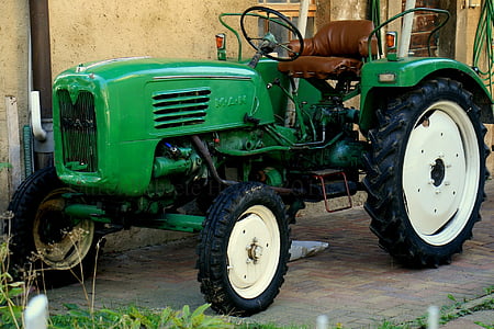 traktor, jordbruk, gård, kommersiella fordon, grön