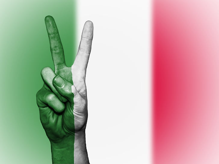 Italia, fred, hånd, nasjon, bakgrunn, banner, farger