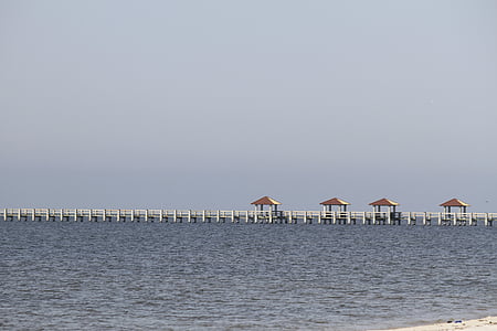 Pier, Mexikanska golfen, viken, kusten, havet, strandlinjen, Shore