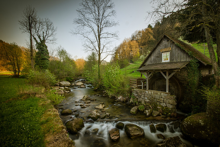 molen, rivier, water, natuur, historisch, oude, gebouw