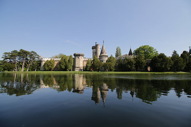 Laxenburg, Castle, slottet Dam, søen, spejling