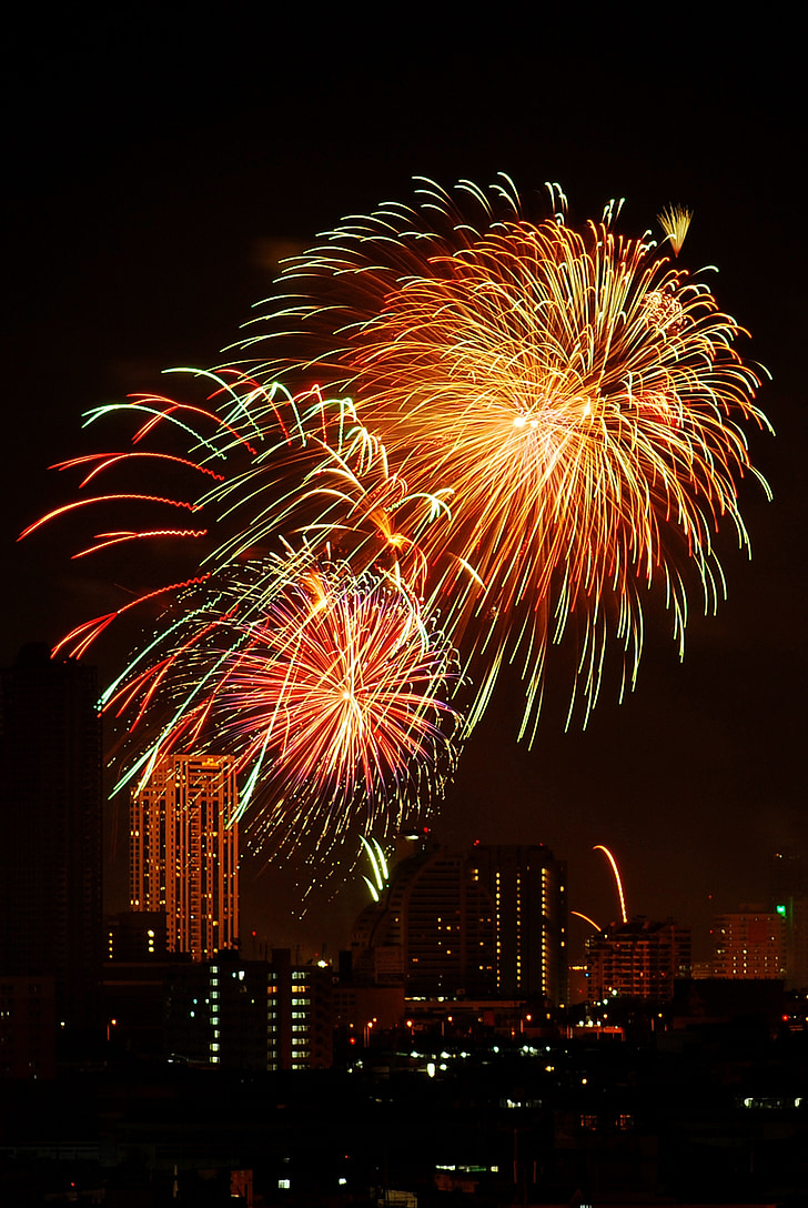 fuochi d'artificio, Festival, Bangkok, Thailandia, celebrazione, festivo