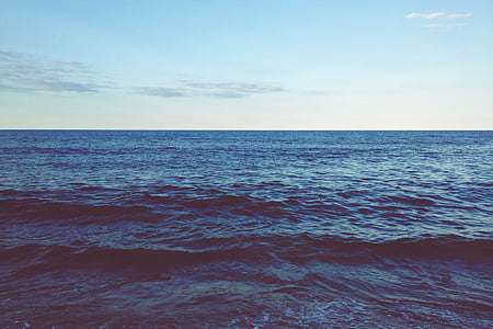 Oceaan, golven, overdag, natuur, water, zee, over horizon
