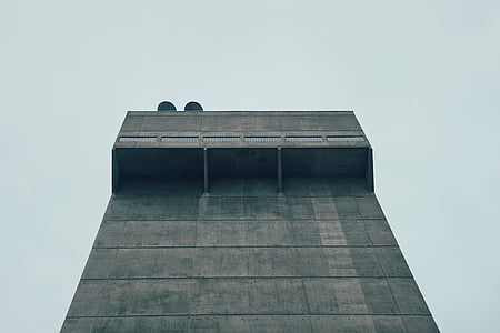 tower, building, perspective, grey, industrial, sky, architecture