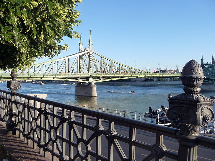 Budapest, Bridge, Donau, kapital, arkitektur, lys, Liberty bridge