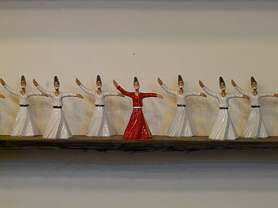 dervishes, figures, ceramic, decoration, dance, red, white