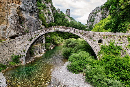 bela paisagem, ponte, Grécia, Ioannina, pedra, natureza, paisagem