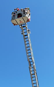 ladder, fire, extendable ladder, sky, blue