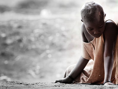 üzüntü, Afrika, hastalığı, yüz, yoksulluk, hasta, genç