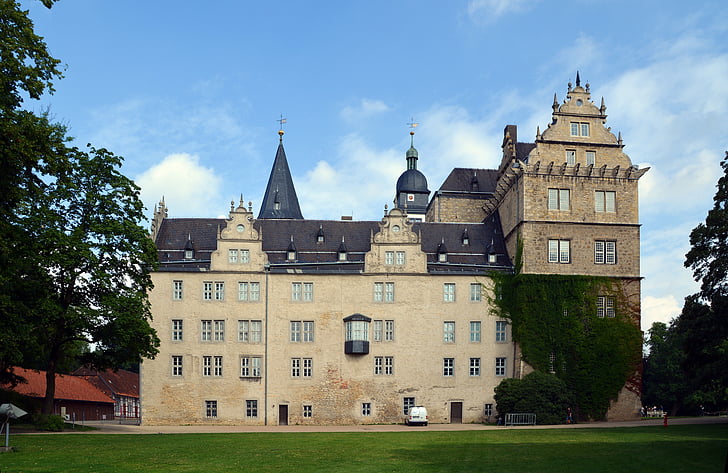 hrad, Wolfsburg, Dolní Sasko, fasáda, historicky, Architektura, budova