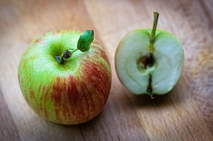 õunad, värske, puu, terve, orgaaniliste, viilutatud, vitamiinid