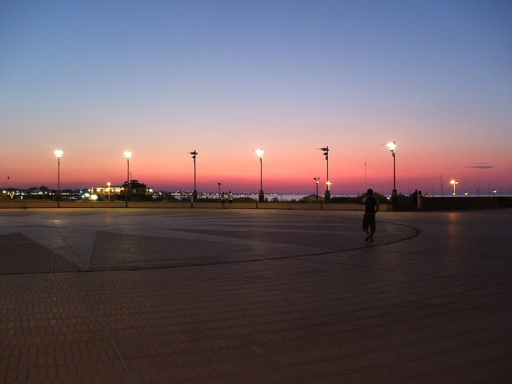sea, sunset, lights, italy, atmosphere