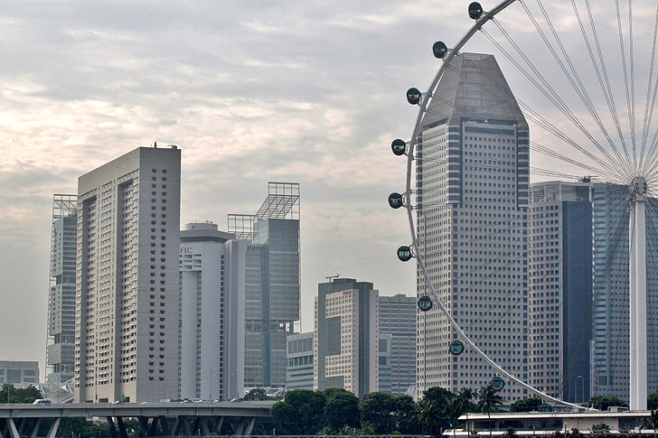 Singapore, City, bybilledet, Asien, Singapore skyline, bygning, Bay