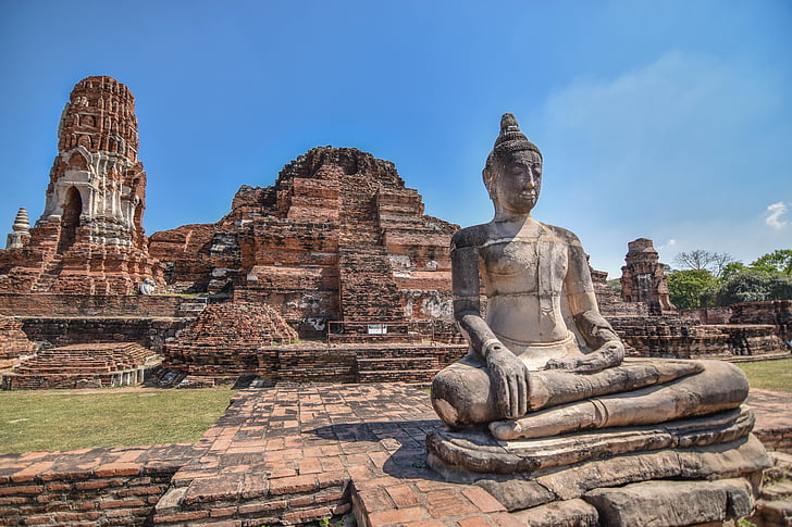 Ayutthaya, oude, maatregel, kunst, historisch park Ayutthaya, geloof, Thailand