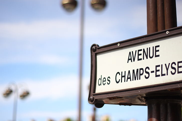 champs elysee, paris, french, france, europe, street, sign