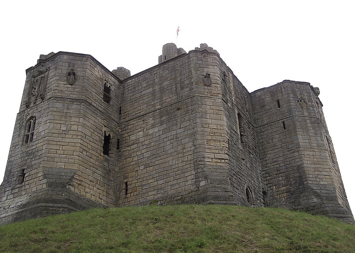 Warkworth, Castle, Northumberland, abad pertengahan, Landmark, Warisan, Fort