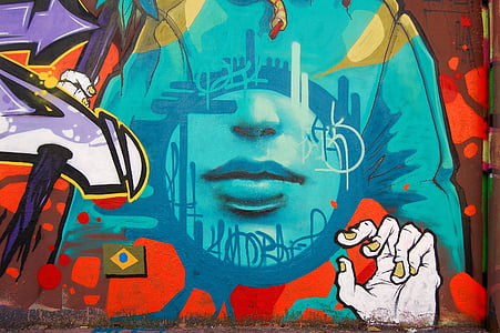dinding, grafiti, seni, mural, lukisan, Umum, Street