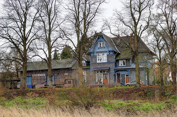 old, railway station, warburg, north rhine westphalia, shut down, old railway station