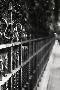 fence, iron, grid, metal, old, iron construction, wrought iron
