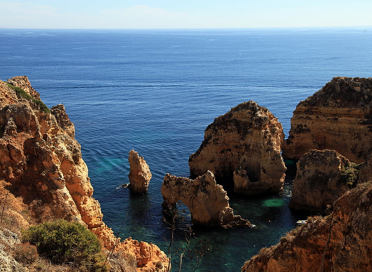 Algarve, Portugal, zee, Rock, Cliff, Atlantische, Oceaan