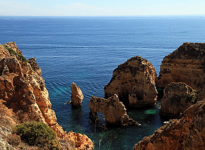 Algarve, Portugal, mar, roca, acantilado, Atlántico, Océano