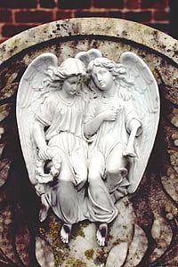 Àngel, estàtua, figura, dona, femella, pregar, fe