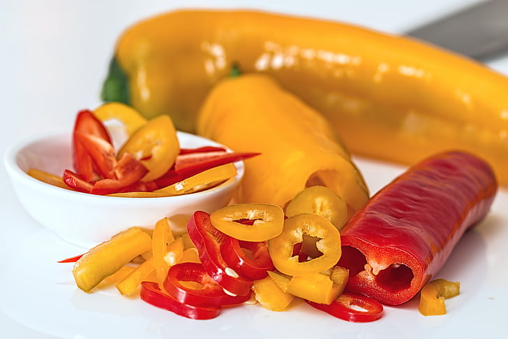 sweet pepper, bell pepper, salad, food, fresh, pepper, ingredient