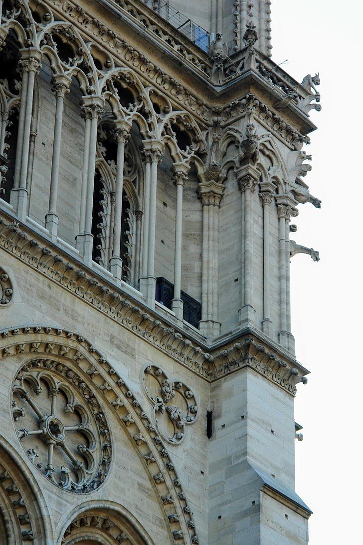 Frankrike, Paris, kirke, West rose, detaljer, arkitektur, bygningen utvendig